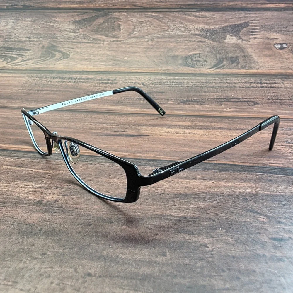 Ralph Lauren RL 5005 9018 Black White Rectangular Eyeglasses Italy 48-17-130